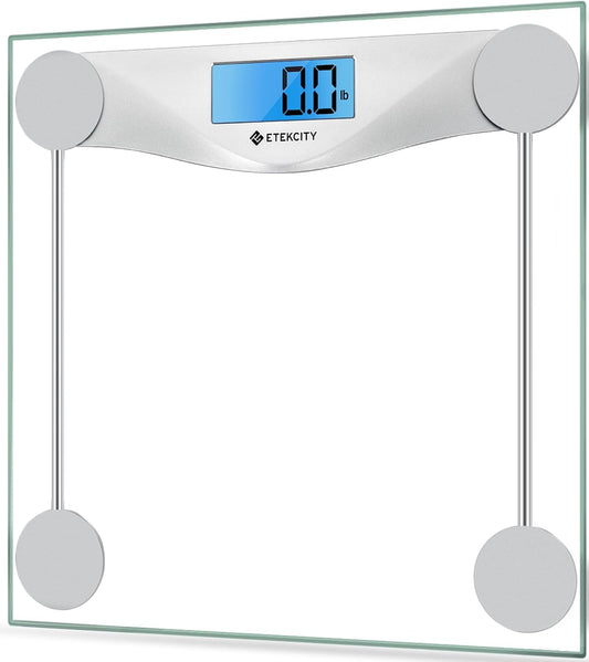 Etekcity Digital Body Weight Bathroom Scale, Large Blue LCD Backlight Display, High Precision Measurements,6mm Tempered Glass, 400 Pounds