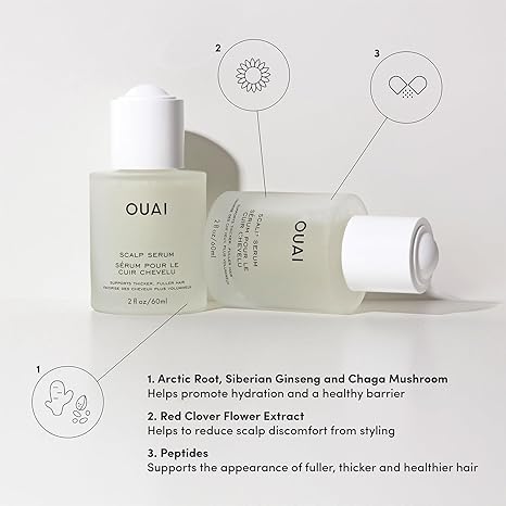 OUAI Scalp Serum - Balancing Hair Serum with Red Clover Extract, Siberian Ginseng and Peptides for Thicker and Fuller-Looking Hair - Paraben, Phthalate and Sulfate Free Scalp Care (2 Fl Oz)