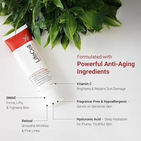 LifeCell All In One Anti-Aging Cream – Reduces Wrinkles, Fine Lines, Dark Circles & Sun Damage – Retinol, Vitamin C, DMAE & Hyaluronic Acid – Fragrance-Free, for All Skin Types (2.54oz)