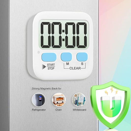 Antonki 2 Pack Digital Timer for Kids, Magnetic Countdown Kitchen Timers for Cooking, Egg, Classroom, Teacher, Exercise, Study, Oven - Battery Included