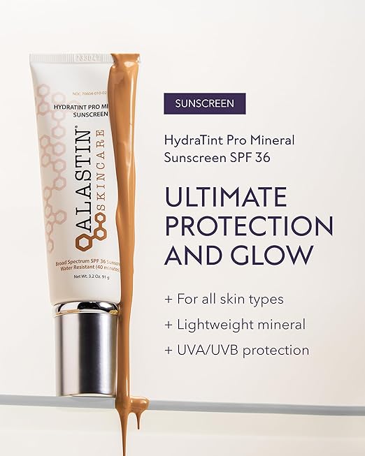 ALASTIN Skincare HydraTint Pro Mineral Sunscreen SPF 36 (3.2 oz) | 2-in-1 Tinted Daily Sunblock Moisturizer for Face & Neck | Fragrance-Free, Water Resistant
